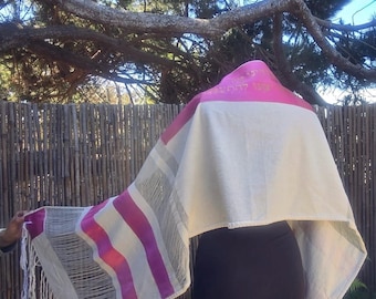 Tallit Organic Cotton | hand-made, one-of-a-kind DesignerSpecial Addition , tallit for bat mitzvah