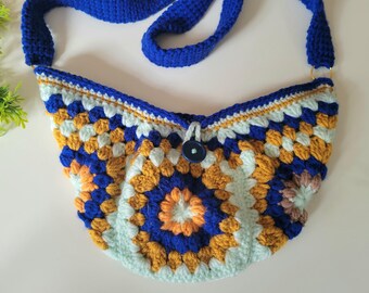 Crochet Granny Square Crossbody Sling Bag