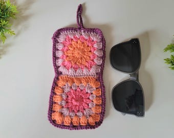 Crochet Granny Square Glasses Case