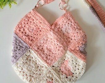 Crochet Granny Square Small Tote Bag