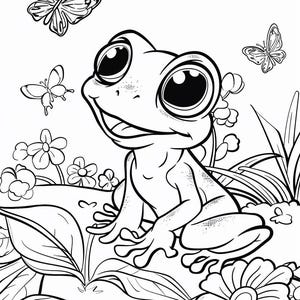 Lilly the Frog Coloring Book Kids Printable PDF Cute Frog Adventure Animal Coloring Pages Instant Download