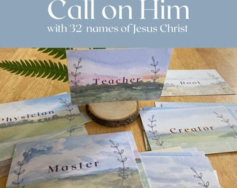 Tarjetas de las Escrituras con los Nombres de Cristo en acuarela: Regalo SUD (Descargar PDF)