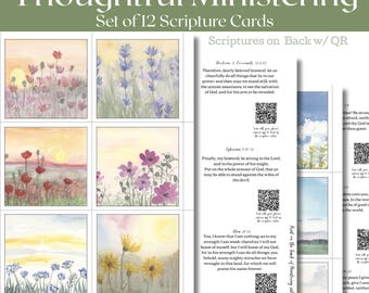 Aquarell Schriftkarten: Dienst Schwester Ermutigung Geschenk mit QR-Codes, Herunterladen und Drucken
