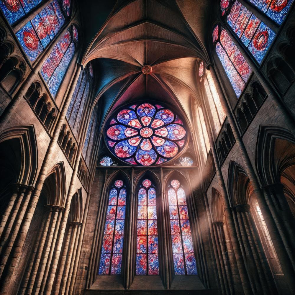 Gothic Cathedral Stained Glass Window AI Art Print (digital Download ...