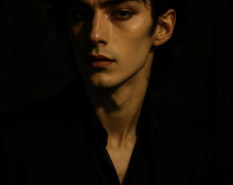 Dark Academia Mann, Porträt, Gothic Home Decor, digitaler Download