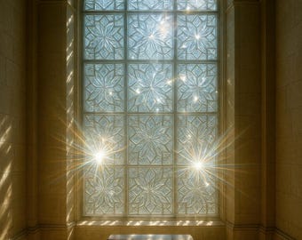 Glasfenster, Kunstdruck, Kirchenlicht, Mandala-Dekor, digitaler Download