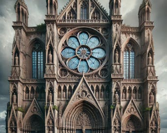 Gotische Kathedrale Digitale Kunst Druck: Antike Architektur (Digitaler Download)