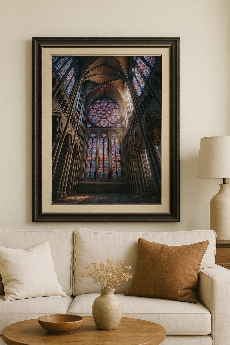 Gothic Cathedral Stained Glass Window AI Art Print (digital Download ...