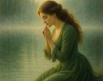Präraffaeliten-Frau im grünen Kleid,Digital Malerei (Download)