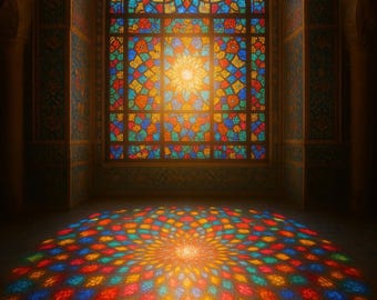 Glasmalerei Digital Art Print, Mosaiklicht, spirituelle Wohnkultur, digitaler Download