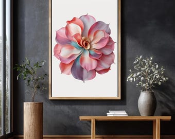 Impresión floral pastel, ilustración abstracta de flores (descarga digital)