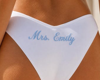Personalized Bride Bikini Bottom | Custom Swimwear | Embroidered Mrs. Swimsuit | Honeymoon Bikini Bottom | Bachelorette Beach Outfit | M26M