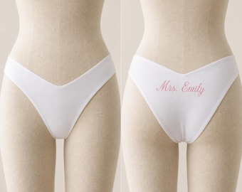 Custom Mrs Bikini Bottom | Personalized Bridal Swimwear | White Embroidered Bride Swimsuit | Honeymoon Beach Bikini | Bride To Be Gift |M28M