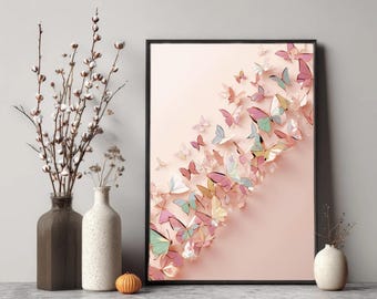 Impresión de mariposas pastel • Arte de pared femenino para habitación infantil (descarga digital)