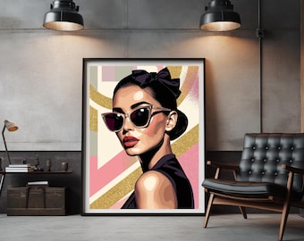 Impresión de arte pop de mujer retro / Ilustración de moda chic (Descarga digital)