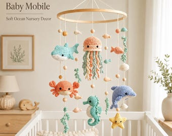 Baby Mobile Sea Theme Nursery Decor | Ocean Crib Mobile Handmade | Unique Baby Shower Gift |Gift For Baby | M39D