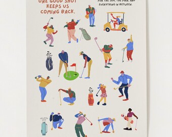 Funny Golf Poster: Colorful Golfer Art for Home Office (Digital Download)