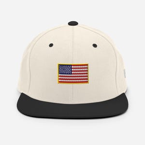 Casquette snapback avec drapeau américain brodé pour homme | Casquette de baseball patriotique | Cadeau de vétéran | Cadeau pour papa militaire | Chapeau drapeau américain