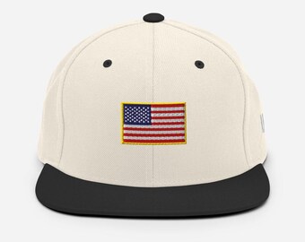 Gorra de béisbol patriótica con bandera de EE. UU. bordada y snapback