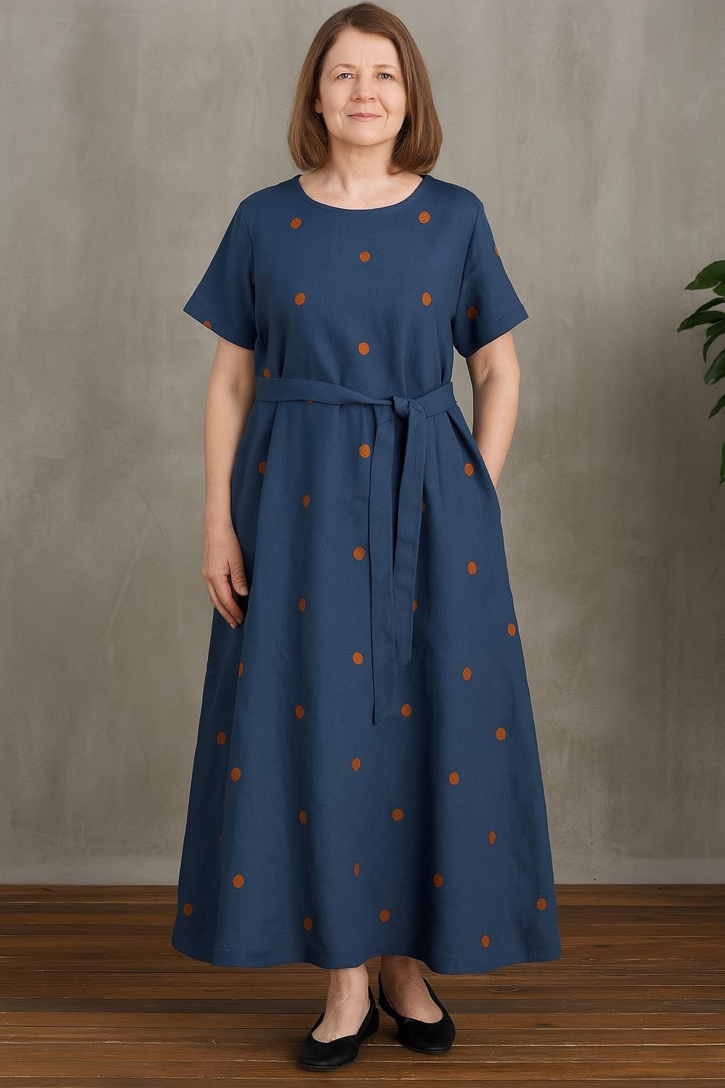 【RIXO】Amari レーストリム ポルカドット 水玉 青 ミディドレス Navy polka dot dresses midi - Etsy 日本