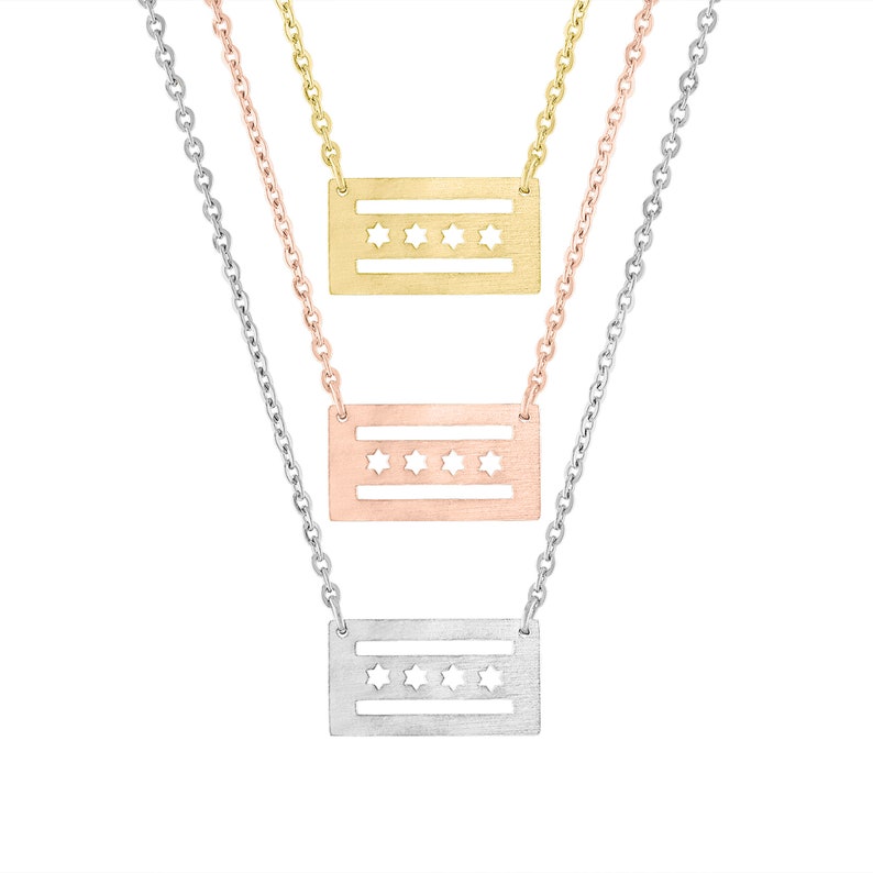 Dainty Chicago Flag Pendant Necklace image 1