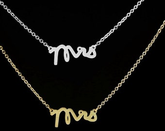 Mrs Pendant Necklace, Bridal Gift, Wedding Shower Gift, New Bride