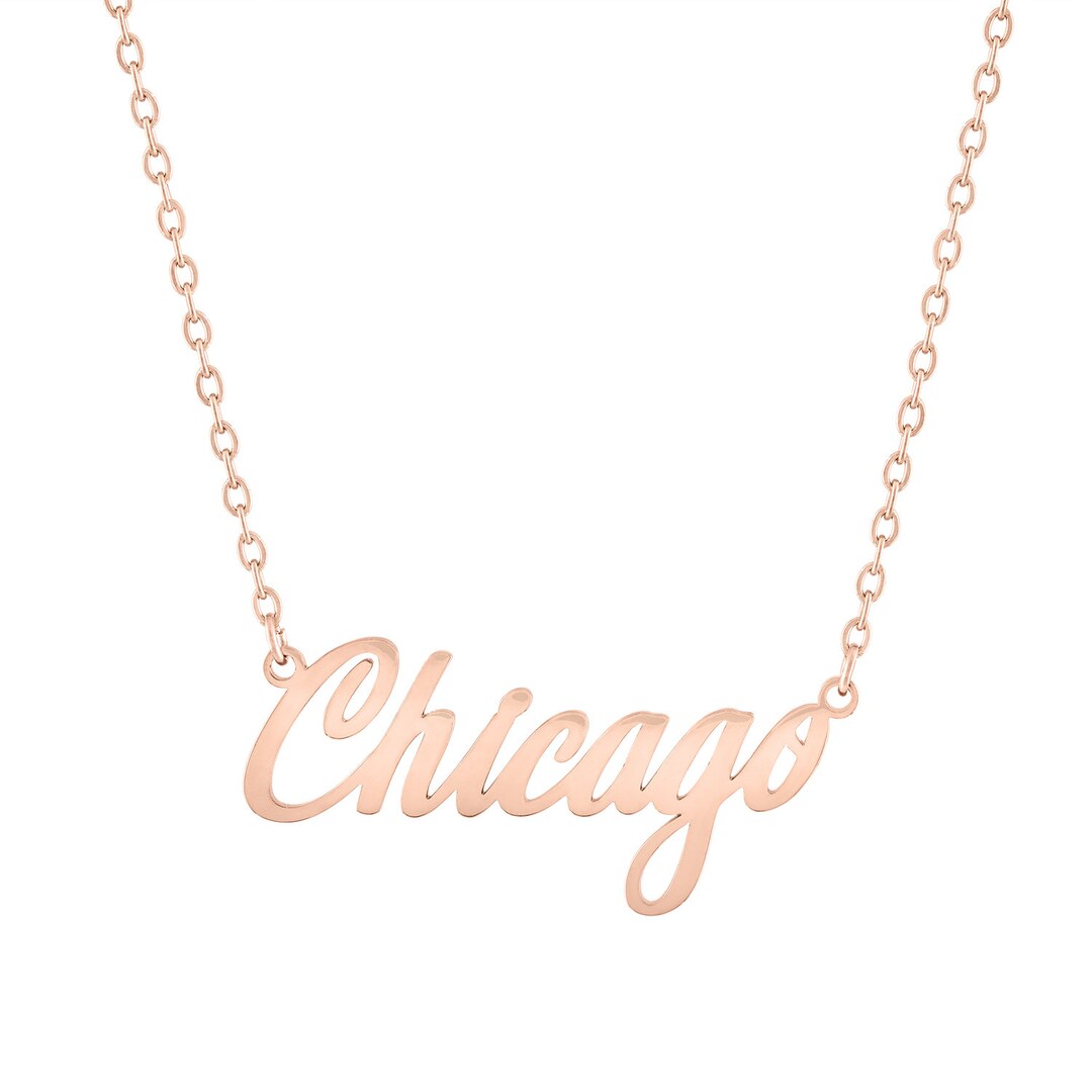 Chicago Script Pendant Necklace - Etsy