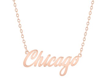 Chicago Script Pendant Necklace