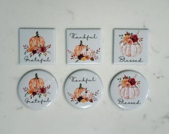 Fall Pumpkin Magnet Set: Watercolor Autumn Decor - Set of 3
