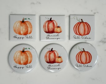 Fall Pumpkin Magnet Set: Autumn Fridge Decor, Seasonal Gift