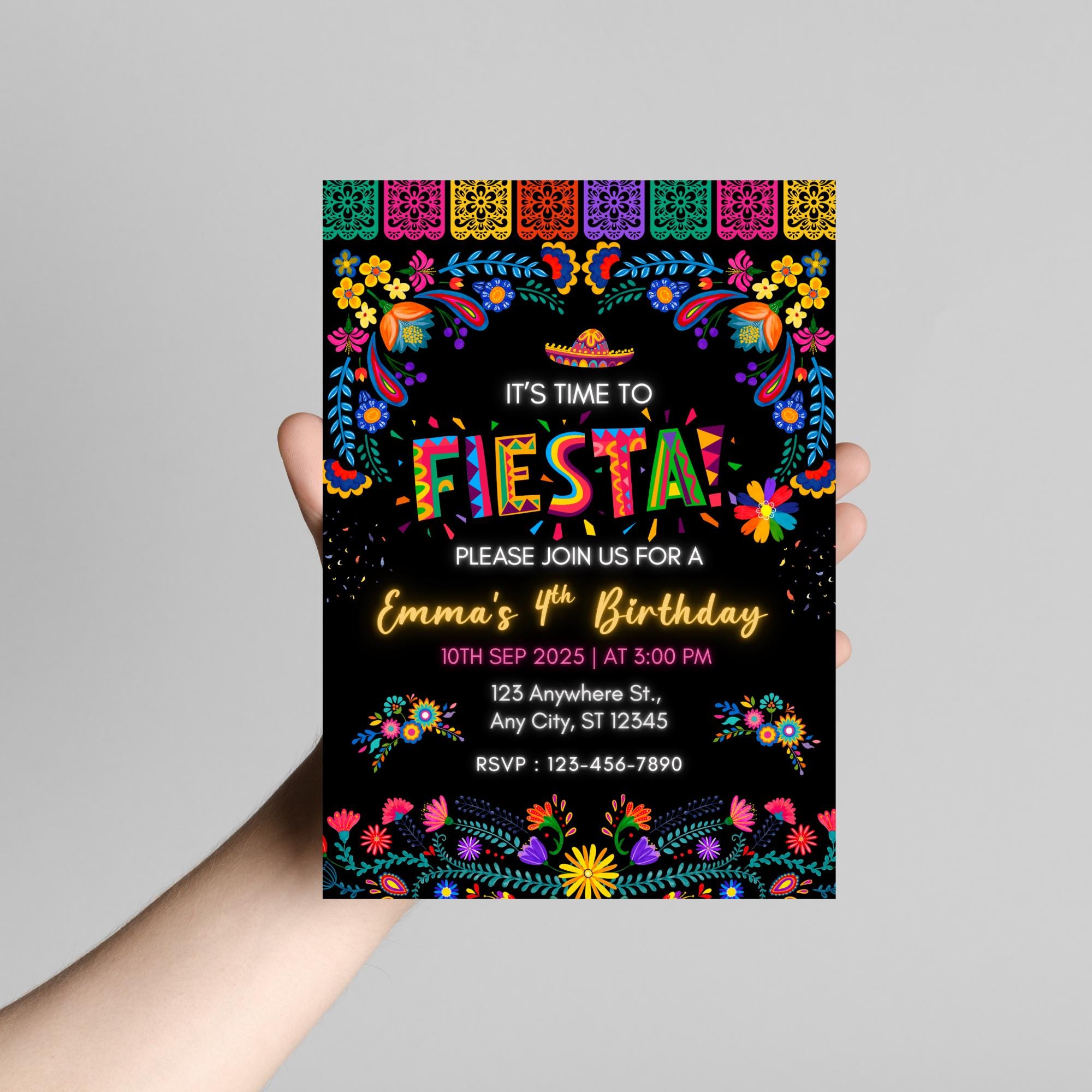 Fiesta Invitation Program Editable Fiesta Birthday Invitation: Mexican Theme Canva Template ...