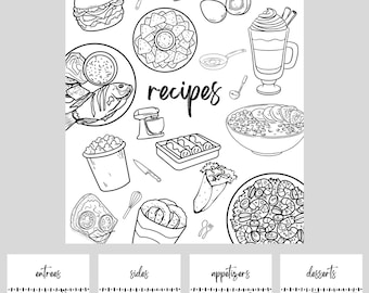 Printable Recipe Card Bundle: Kitchen Organizer with Dividers (Digital Download)