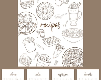 Printable Recipe Card Bundle: Kitchen Organizer with Dividers (Digital Download)