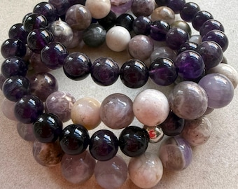 Handmade Purple Amethyst Stretch Bracelet • Calming Stone