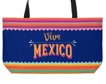 Viva Mexico Weekender-tygväska, Sarape-tygväska, Mexikansk tygväska, Handbagageväska, Latinamerikansk tygväska, Chicana-väska