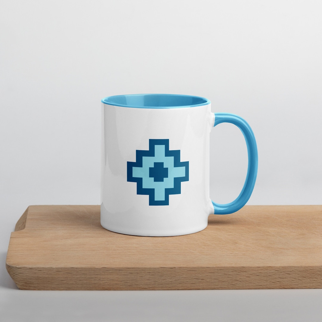 Aztec Print Mug, Southwestern Mug With Blue Color Inside, Mother's Day ...