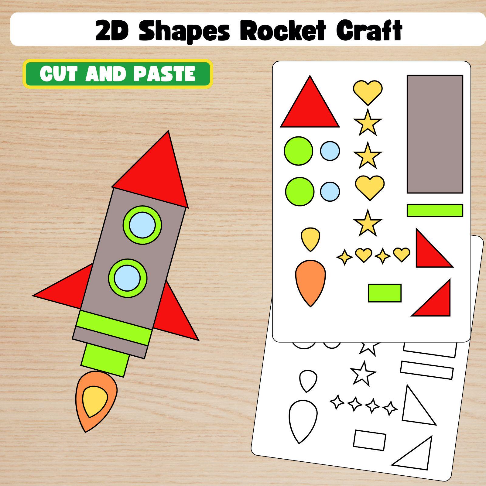 2D Shapes Rocket Math Craft | Space Theme Cut and Paste Activity ...