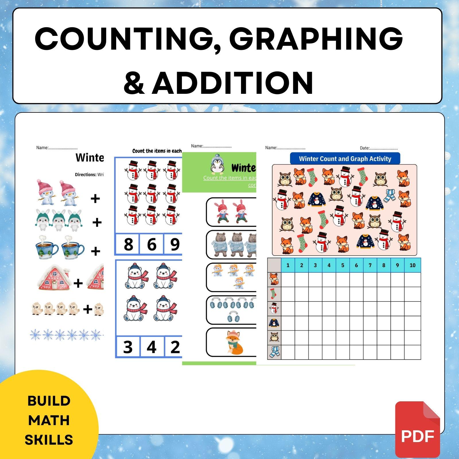 Winter I Spy & Math Activities | Counting, Graphing, Addition ...