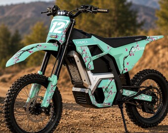 Tasaca T500 Electric Dirt Bike Sakura Graphics Kit | Mint Cherry