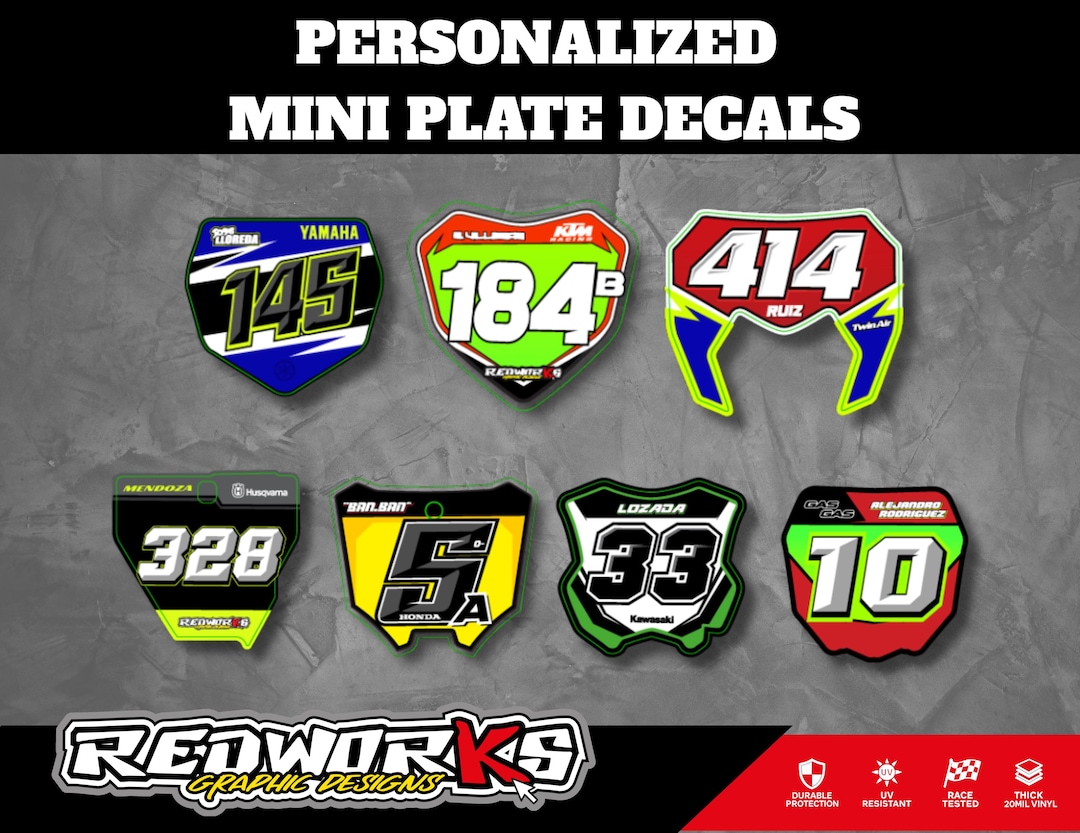 Custom Mini Number Plate Decals | Personalized Name, Number Sticker (4 ...