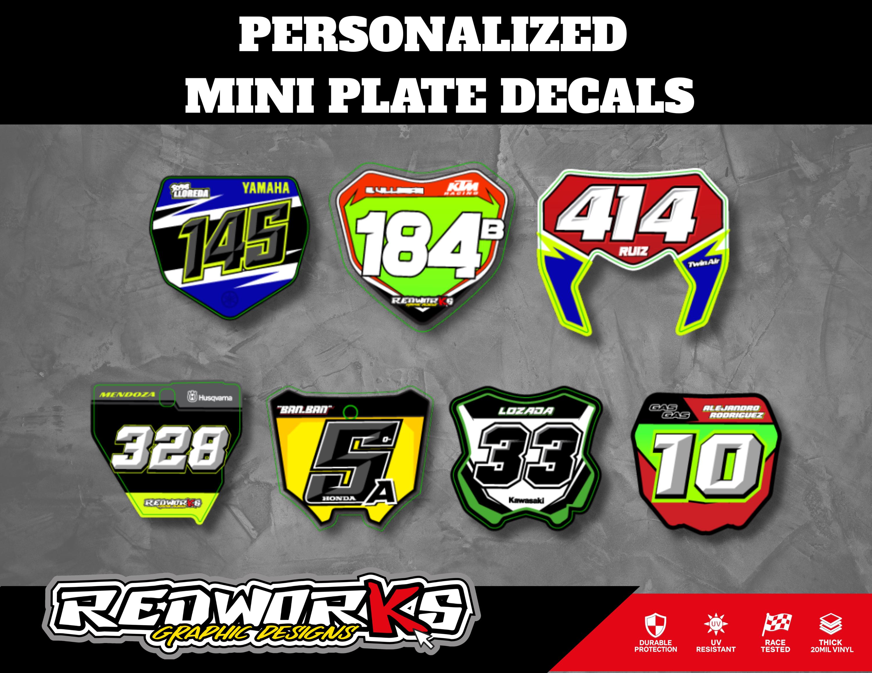Custom Mini Number Plate Decals | Personalized Name, Number Sticker (4 ...