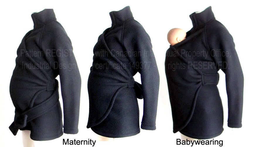 Maternity. Babywearing Jacket, Vegan Coat Jacket. Baby Wearing Baby