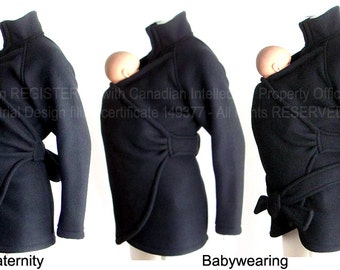 VEGAN Maternity Jacket, Elegant Slim Fit Babywearing Coat, Baby Wearing, Baby Clothes, Baby Wearing Coat