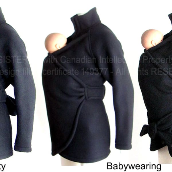 VEGAN Maternity Jacket, Elegant Slim Fit Babywearing Coat, Baby Wearing, Baby Clothes, Baby Wearing Coat