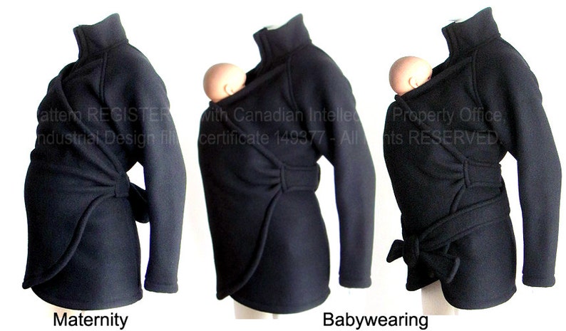 VEGAN Maternity Jacket, Elegant Slim Fit Babywearing Coat, Baby Wearing, Baby Clothes, Baby Wearing Coat Bild 1