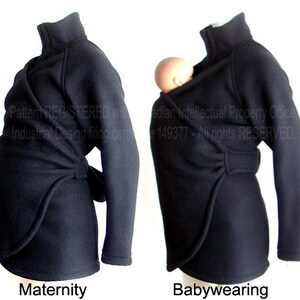 VEGAN Maternity Jacket, Elegant Slim Fit Babywearing Coat, Baby Wearing, Baby Clothes, Baby Wearing Coat Bild 2
