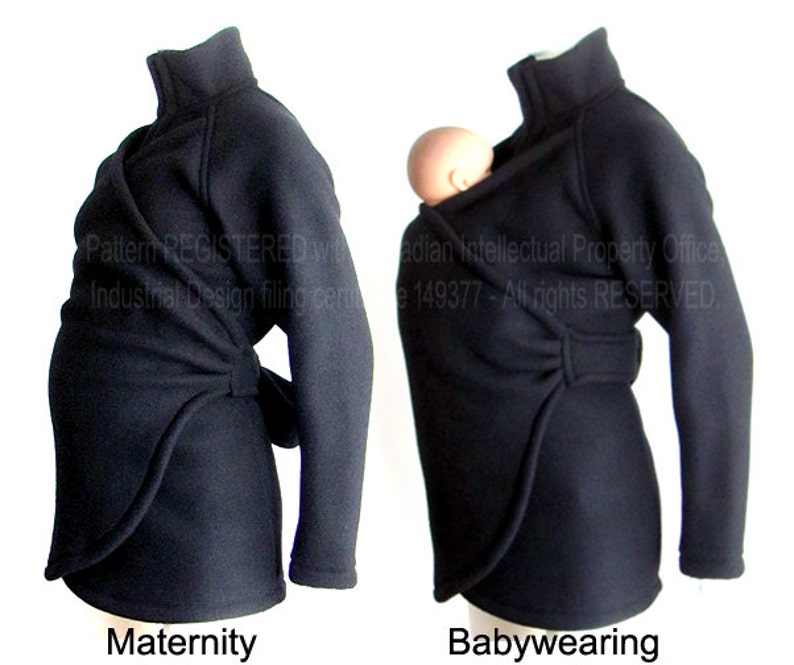 VEGAN Maternity Jacket, Elegant Slim Fit Babywearing Coat, Baby Wearing, Baby Clothes, Baby Wearing Coat Bild 2