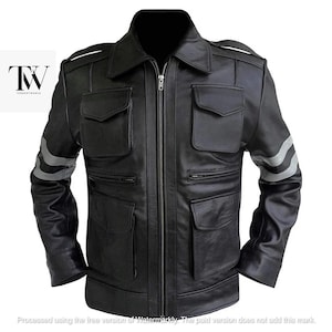 Leon Kennedy Jacket Resident Evil 6 Jacket Leather Men&#39;s Jacket/Resident Evil 6 Inspired Black genuine cowhide Leather Jacket/Gaming Jacket