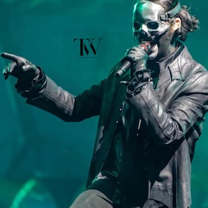 Papa V Ghost Band Inspired Jacket, Black Leather Gothic Jacket, 2025 Cosplay Jacket/Halloween Cosplay/Papa V Ghost Jacket/Men Biker Jacket