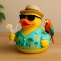 Jimmy Buffett Memorial Duck | Tropical Music Tribute for Parrotheads | Margarita-Inspired Beach Resin Collectible product logo
